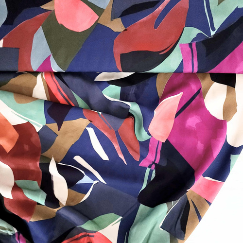 *REMNANT 62cm* European Woven Viscose, Oeko-Tex, Abstract Garden