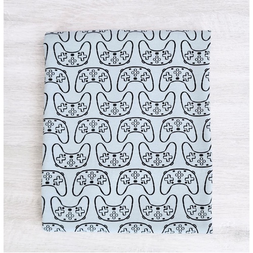 *REMNANT 34cm* European Cotton Elastane Jersey, Oeko-Tex, Happy Gamer Mint Tea