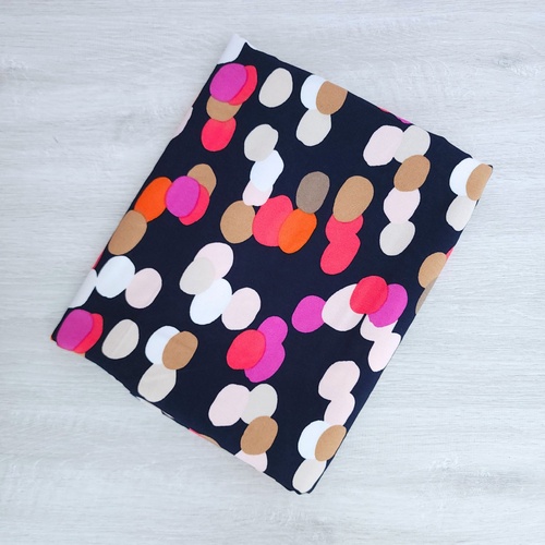 *REMNANT 140cm* European Woven Viscose Twill, Oeko-Tex, Confetti Nights Navy