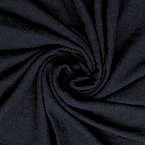 *REMNANT 91cm* European 'Linen Look' Cotton Double Muslin, Oeko-Tex, Black