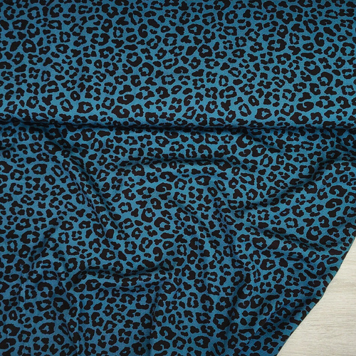 *REMNANT 93cm* European Woven Viscose, Oeko-Tex, Leopard Dark Peacock