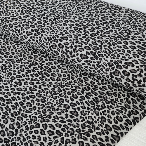 *REMNANT 129cm* European Cotton Elastane Jersey, Oeko-Tex, Leopard Grey