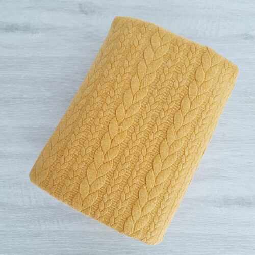 *REMNANT 130cm* European Cable Sweater Knit, Melange Golden