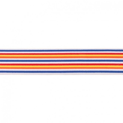 *REMNANT 140cm* Waistband Elastic, Soft 40mm Multi Stripe Narrow White