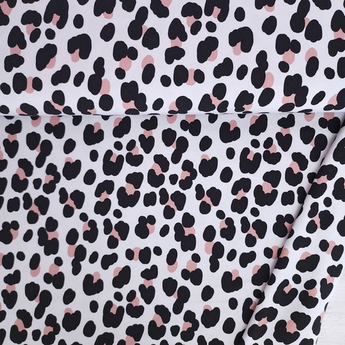 European Modal/Cotton Blend Elastane French Terry Knit, Blush Cheetah