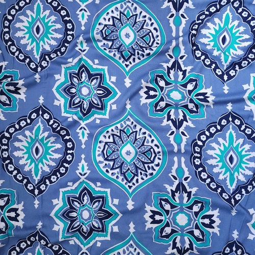 European Woven Viscose, Oeko-Tex, Moroccan Medallion Persian Blue