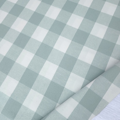 European Cotton Flannel, Gingham Silver Eucalypt