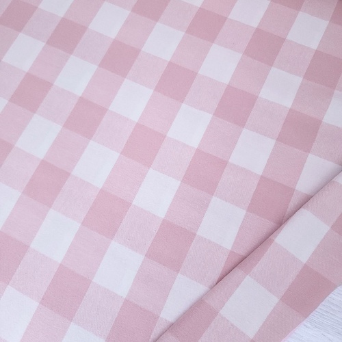 European Cotton Flannel, Gingham Light Rose