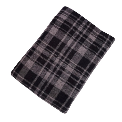 *REMNANT 131cm* Cosy Stretch Cotton Knit Flannel, Plaid Pewter