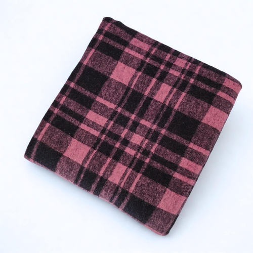 *REMNANT 133cm* Cosy Stretch Cotton Knit Flannel, Plaid Chestnut