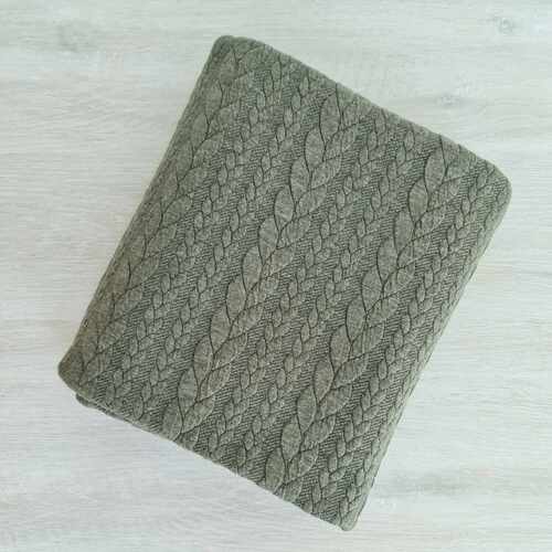 *REMNANT 148cm* European Cable Sweater Knit, Melange Green