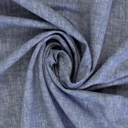 *REMNANT 104cm* European Chambray Look Linen Cotton Blend Woven, Oeko-Tex, Dark Blue