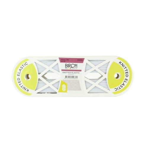Elastic, Birch Creative, Knitted 50mm, White 15m Roll