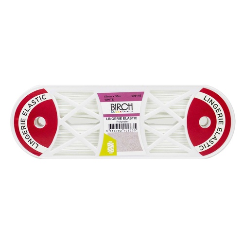 Elastic, Birch Creative, Lingerie 15mm, White, per metre
