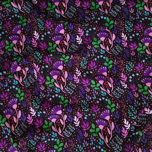 *REMNANT 77cm* European Woven Viscose Twill, Oeko-Tex, Full Bloom Black