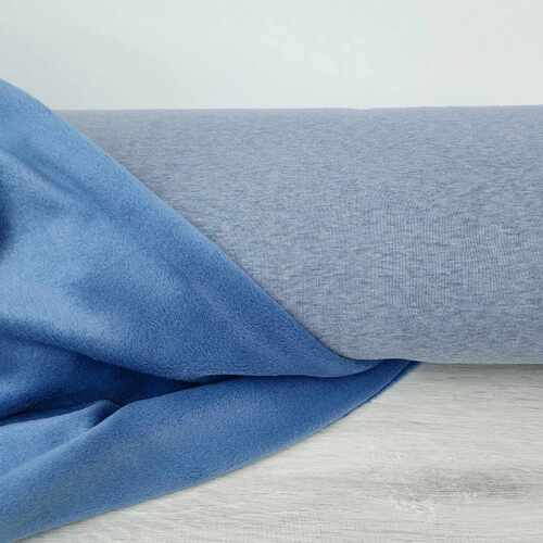 *REMNANT 54cm* European Alpine Fleece Sweater Knit, Melange Cornflower Blue