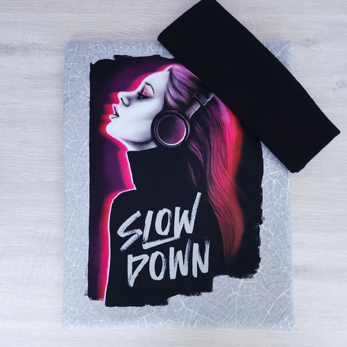 *2 PIECE BUNDLE DEAL* European Knit, Oeko-Tex, French Terry, Slow Down Headphones Panel 87cm & Black Ribbing