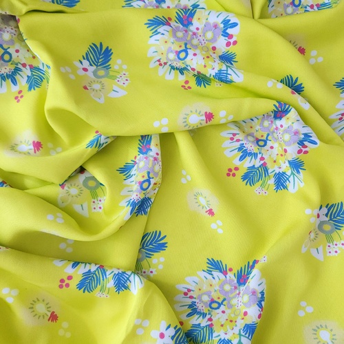 *REMNANT 152cm* European Woven Viscose, Oeko-Tex, Bouquet Chartreuse