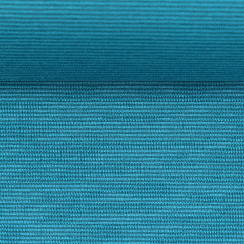 European Ribbing, Oeko-Tex, 1mm Yarn Dyed Stripes Deep Aqua