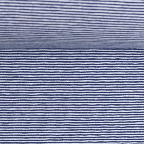 European Ribbing, Oeko-Tex, 1mm Yarn Dyed Stripes Dark Blue/White