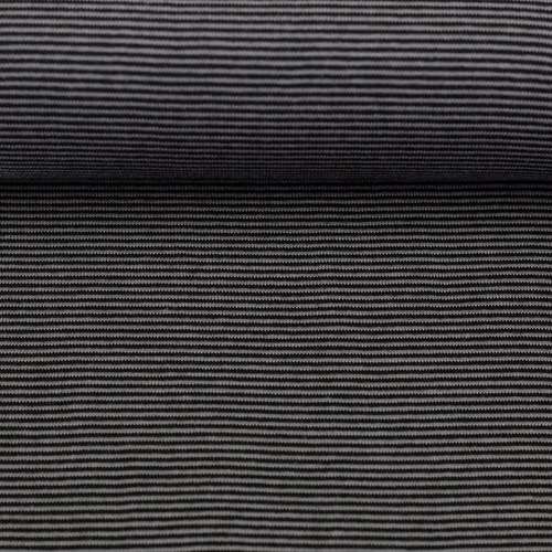 European Ribbing, Oeko-Tex, 1mm Yarn Dyed Stripes Black/Dark Grey