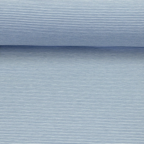 European Ribbing, Oeko-Tex, 1mm Yarn Dyed Stripes Arctic Blue/White