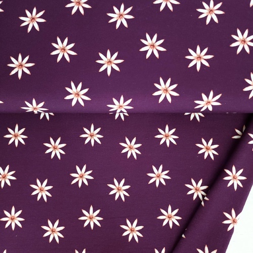*REMNANT 127cm* European Knit, Oeko-Tex, French Terry, Autumn Daisy Dark Amethyst