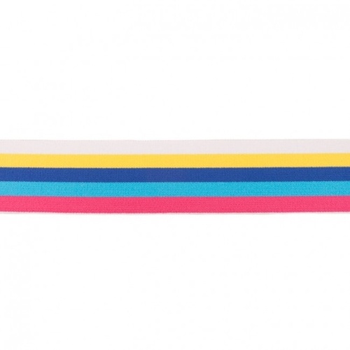 *REMNANT 68cm* Waistband Elastic, Soft 40mm Multi Stripe Wide Yellow