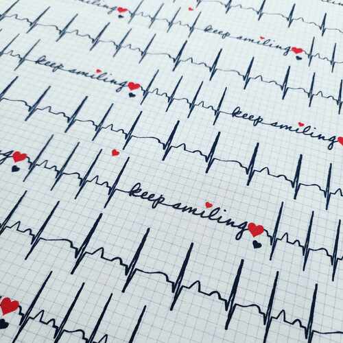 *REMNANT 49cm* European Cotton Elastane Jersey, Oeko Tex, Keep Smiling, White