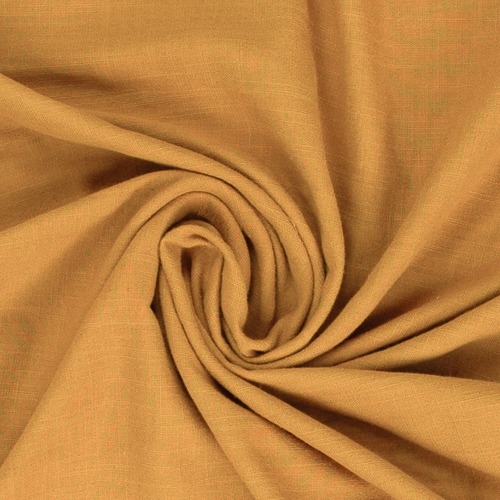 *REMNANT 102cm* European 'Linen Look' Cotton Double Muslin, Oeko-Tex, Ochre