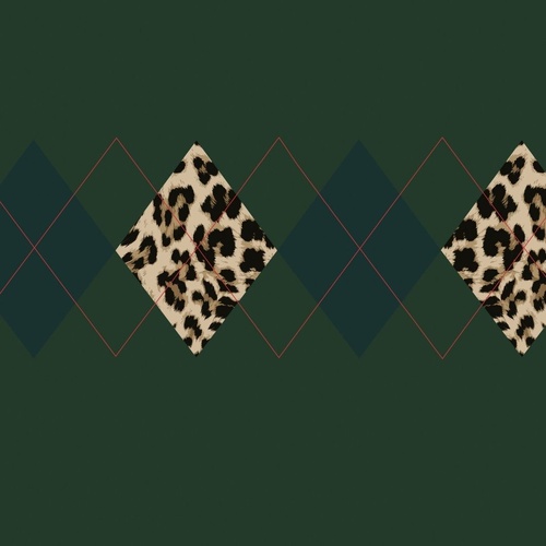 European Knit, Oeko-Tex, French Terry, Argyle Luxe Green 100cm PANEL