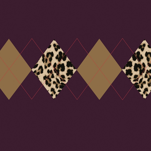 European Knit, Oeko-Tex, French Terry, Argyle Luxe Obsidian Plum 100cm PANEL