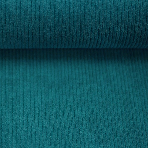 European Stretch Velour Corduroy Jersey, Peacock