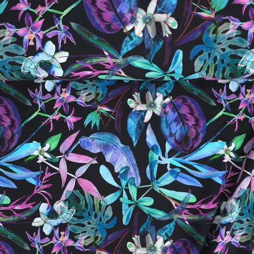 European Modal/Cotton Blend Elastane French Terry Knit, Nightshade Luxe Black