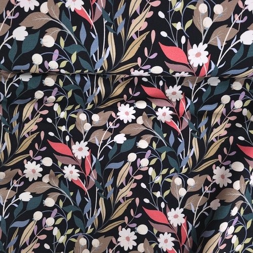 European Modal/Cotton Blend Elastane French Terry Knit, Winter Berry Black