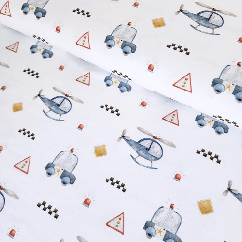 *REMNANT 84cm* European Cotton Elastane Jersey, Oeko-Tex, Police Emergency White