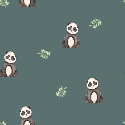 *REMNANT 107cm* European Knit, GOTS Organic French Terry, Pandas