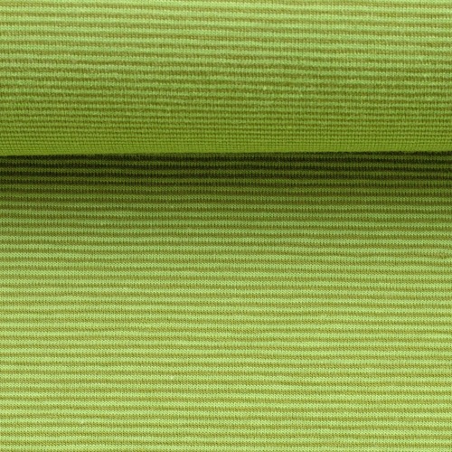 *REMNANT 48cm* European Cotton Elastane Jersey, Oeko-Tex, 1mm Yarn Dyed Stripes Khaki/Lime