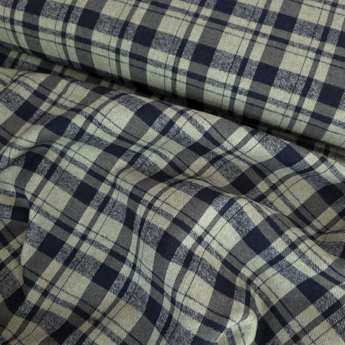 European Fine Brushed Cotton Flannel, Plaid Light Olive/Black