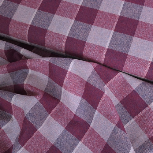 European Fine Brushed Cotton Flannel, Buffalo Plaid Mulberry