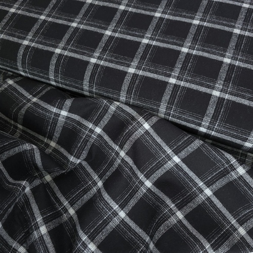 European Fine Brushed Cotton Flannel, Large Plaid Black