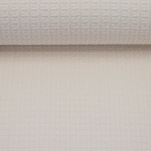 *REMNANT 96cm* Belgian Waffle Cotton Textured Knit, Vanilla Cream