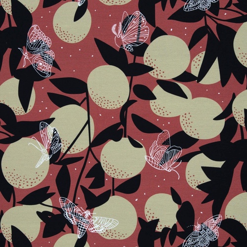 *REMNANT 129cm* European Modal Blend French Terry Knit, Night Butterfly Autumn