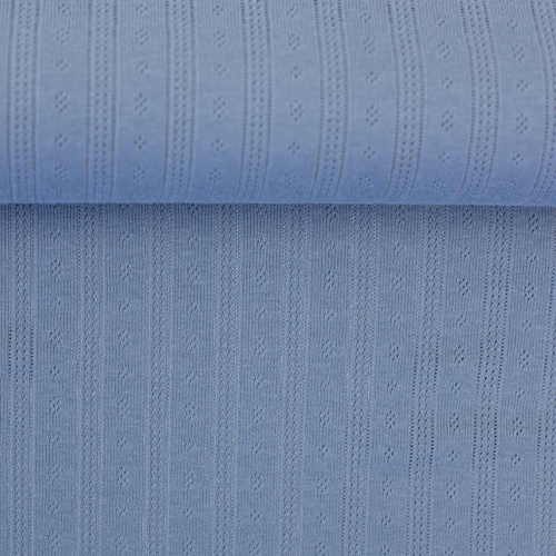 *REMNANT 92cm* European Cotton Pointelle Jersey Knit, Oeko-Tex, Willow Blue