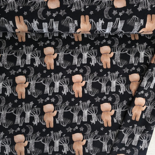 European Cotton Elastane Jersey, Oeko-Tex, Moonlight Teddy Trail