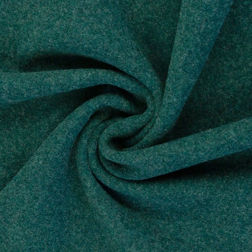 Merino Wool Fleece, Oeko-Tex, Melange Royal Pine