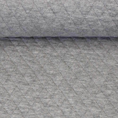 *REMNANT 87cm* European Quilted Knit, Oeko-Tex, Diamonds, Melange Light Grey