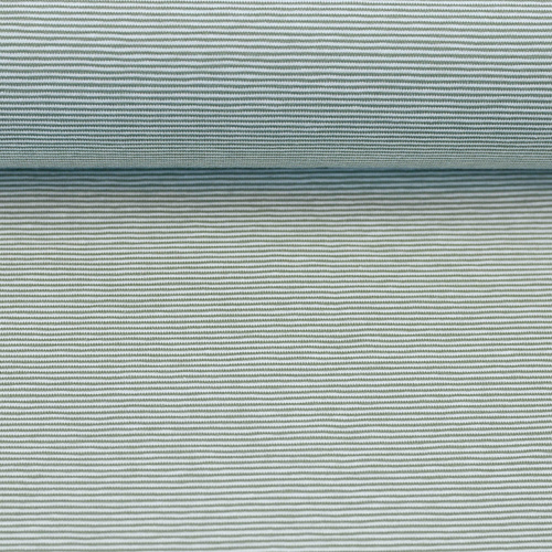 *REMNANT 125cm* European Cotton Elastane Jersey, Oeko-Tex, 1mm Yarn Dyed Stripes Light Eucalypt/White