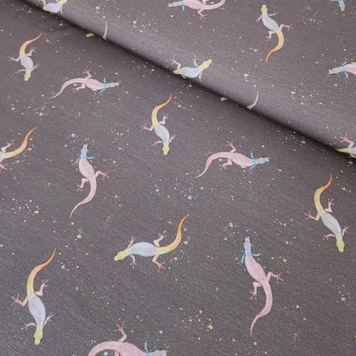 *REMNANT 84cm* European Cotton Elastane Jersey, Oeko-Tex, Lizard Dream