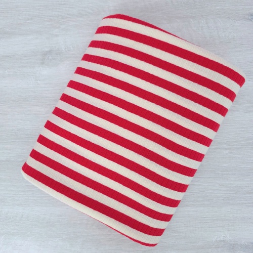 *REMNANT 130cm* European Lounge Ribbed Jersey Knit, Oeko-Tex, Stripes Deep Red